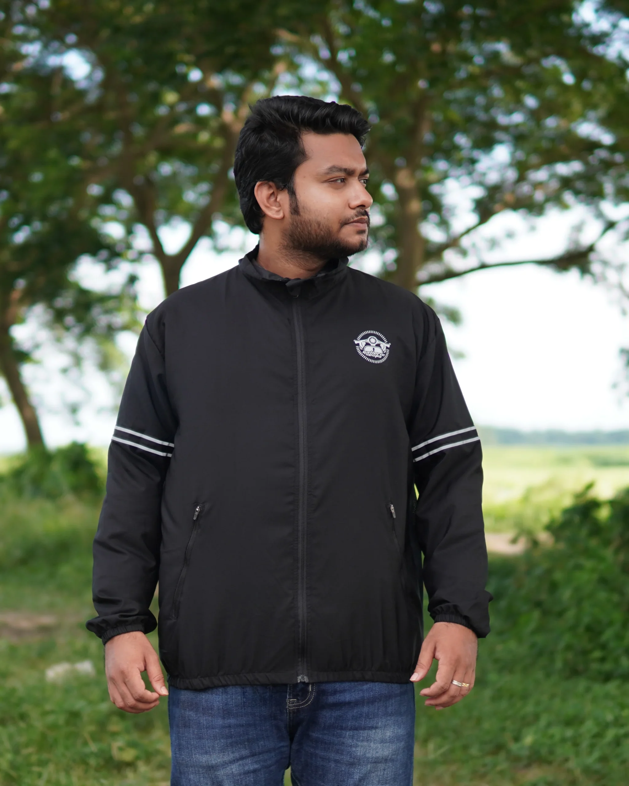 Gv Premium Windbreaker Dust coat for biker-Black-BGV04